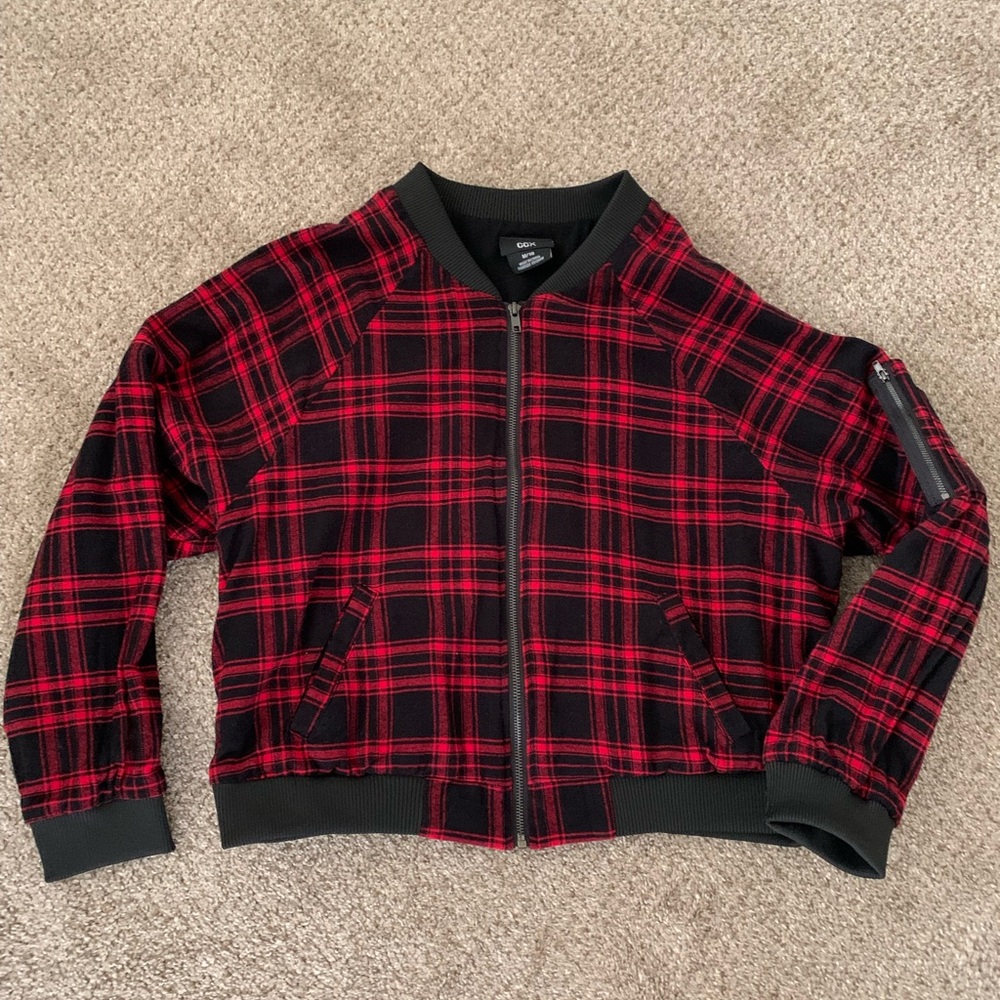 CCX Red & Black Plaid Bomber Jacket Plus Size 18 (2X)